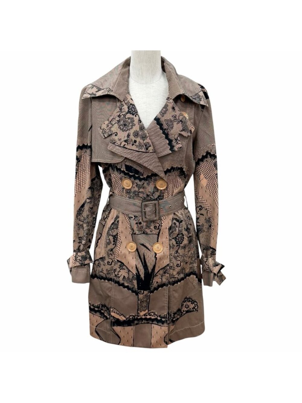 Dior Cotton 100% John Galliano Era Lace Print Trompe L'oeil Coat 40